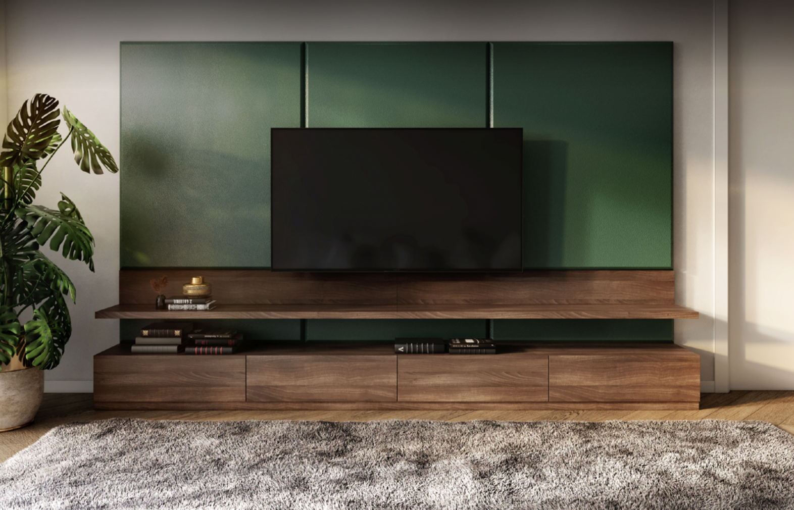 Modern TV wall unit, Serenity: Green
